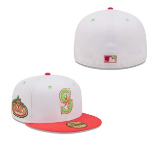 Men's Seattle Mariners White Coral 25th Anniversary Strawberry Lolli 59FIFTY Fitted Hat