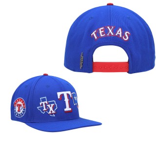 Men's Texas Rangers Pro Standard Royal Double City Pink Undervisor Snapback Hat