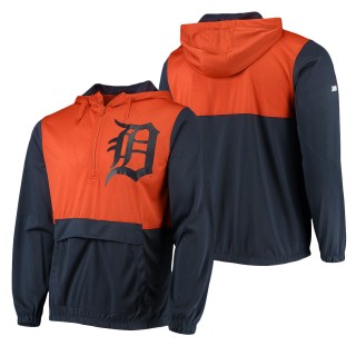 Men's Tigers Navy Orange Anorak Hoodie Half-Zip Jacket