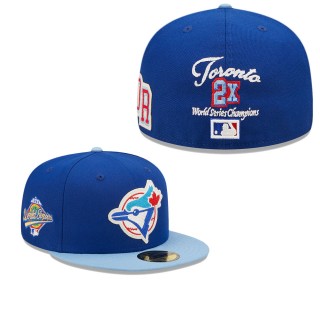 Men's Toronto Blue Jays Royal Powder Blue 1992 World Series Champions Letterman 59FIFTY Fitted Hat