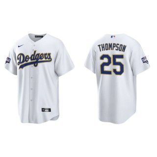 Men's Los Angeles Dodgers Trayce Thompson White Gold Gold Program Replica Jersey