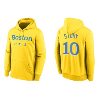 Men's Red Sox Trevor Story Gold 2021 City Connect Therma Hoodie