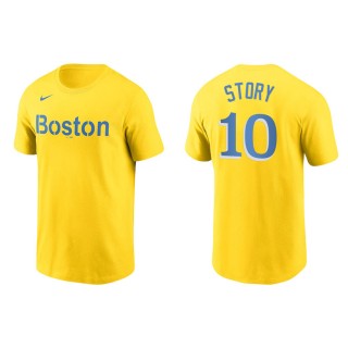 Men's Red Sox Trevor Story Gold 2021 City Connect Wordmark T-Shirt