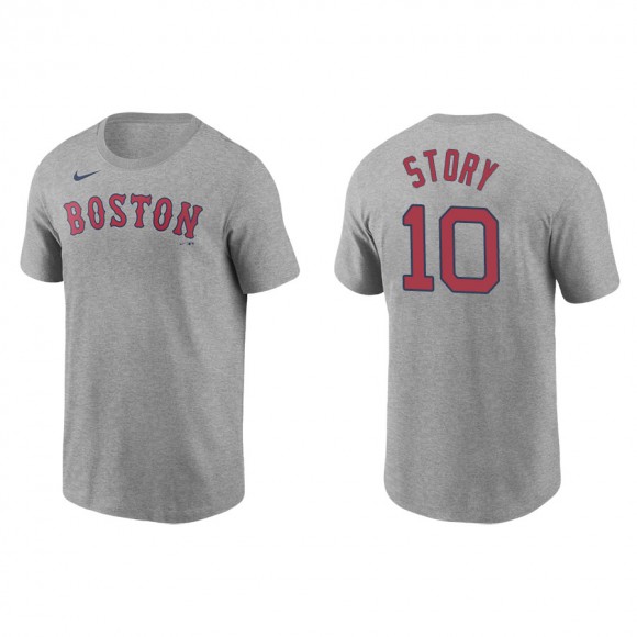 Men's Red Sox Trevor Story Gray Name & Number Nike T-Shirt