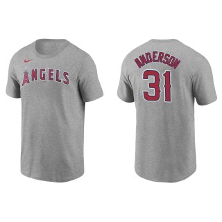 Men's Los Angeles Angels Tyler Anderson Gray Name & Number T-Shirt