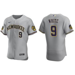 Men's Brewers Tyler White Gray Authentic Road Jersey