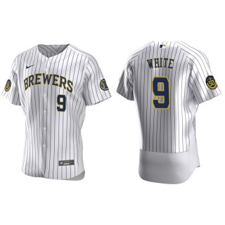 Men's Brewers Tyler White White Authentic Home Jersey