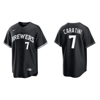 Men's Brewers Victor Caratini Black White Replica Official Jersey