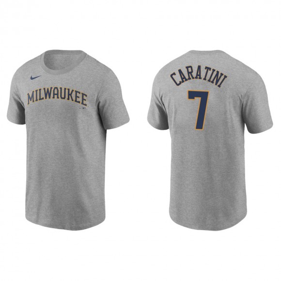 Men's Brewers Victor Caratini Gray Nike T-Shirt