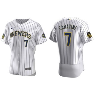 Men's Brewers Victor Caratini White Authentic Home Jersey