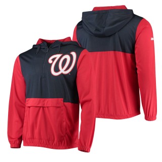 Men's Washington Nationals Red Navy Anorak Hoodie Half-Zip Jacket