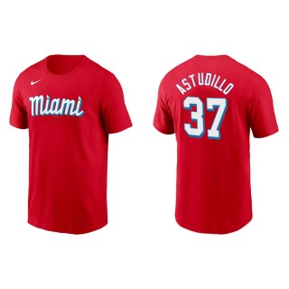 Men's Marlins Willians Astudillo Red 2021 City Connect Wordmark T-Shirt