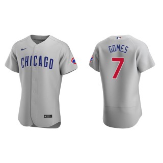 Men's Cubs Yan Gomes Gray Authentic Road Jersey