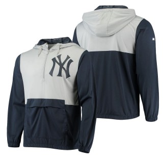 Men's Yankees Navy Gray Anorak Hoodie Half-Zip Jacket