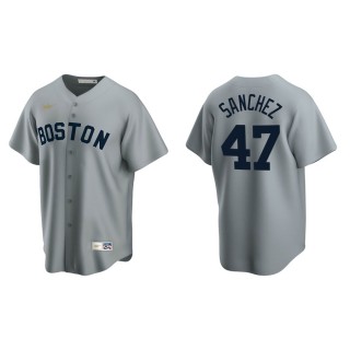 Men's Red Sox Yolmer Sanchez Gray Cooperstown Collection Road Jersey