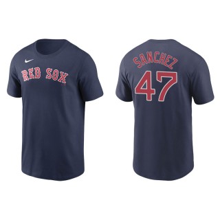 Men's Red Sox Yolmer Sanchez Navy Name & Number Nike T-Shirt