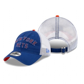 New York Mets Royal Frayed Wordmark Trucker 9TWENTY Hat