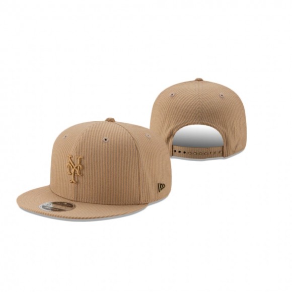 New York Mets Tan Seersucker Black Label 9Fifty Snapback Snapback Hat