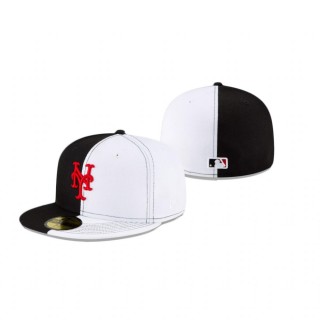 Mets Split Crown Black White 59Fifty Fitted Hat