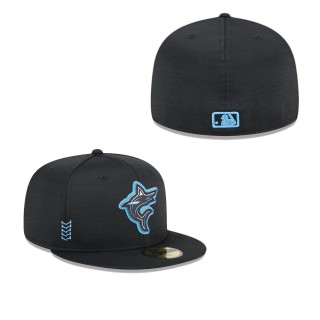 Miami Marlins Black 2024 Clubhouse 59FIFTY Fitted Hat