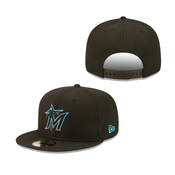 Men's Miami Marlins Black Primary Logo 9FIFTY Snapback Hat