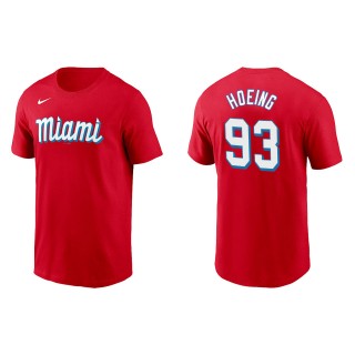 Men's Miami Marlins Bryan Hoeing Red City Connect Wordmark T-Shirt