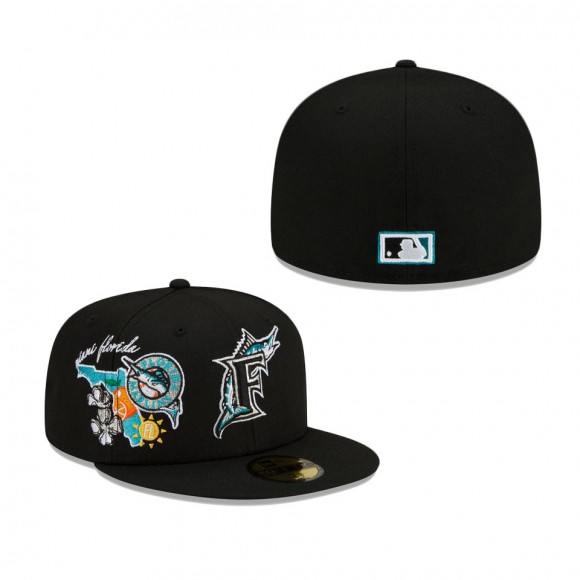 Miami Marlins City Cluster 59FIFTY Fitted Hat Black