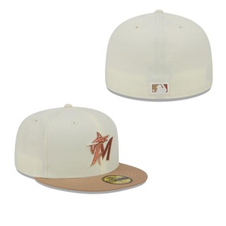 Miami Marlins Cream Chrome Camel Rust Undervisor 59FIFTY Fitted Hat