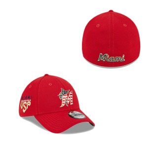 Miami Marlins Independence Day 39THIRTY Stretch Fit Hat