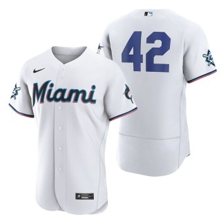Men's Miami Marlins Jackie Robinson White Authentic Player Jersey