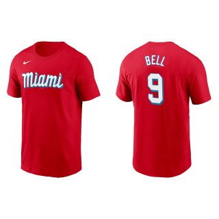 Miami Marlins Josh Bell Red City Connect Wordmark T-Shirt