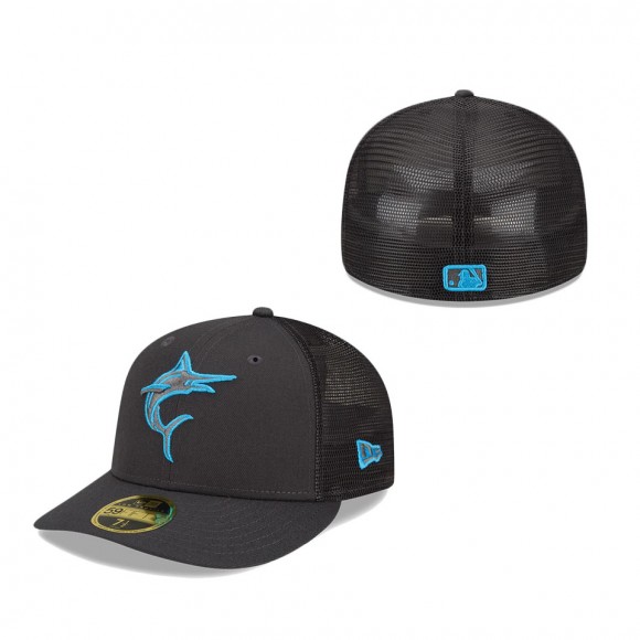 Miami Marlins 2022 Batting Practice Low Profile 59FIFTY Fitted Hat Graphite