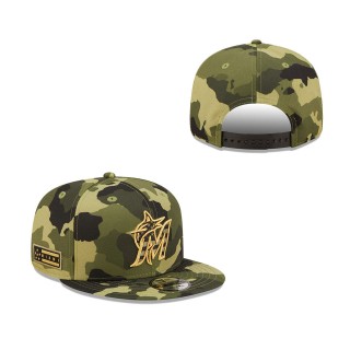 Miami Marlins New Era Camo 2022 Armed Forces Day 9FIFTY Snapback Adjustable Hat