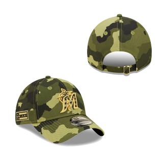 Miami Marlins New Era Camo 2022 Armed Forces Day 9TWENTY Adjustable Hat