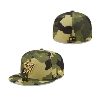 Miami Marlins New Era Camo 2022 Armed Forces Day 59FIFTY Fitted Hat