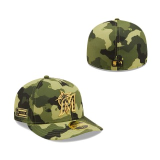 Miami Marlins New Era Camo 2022 Armed Forces Day Low Profile 59FIFTY Hat