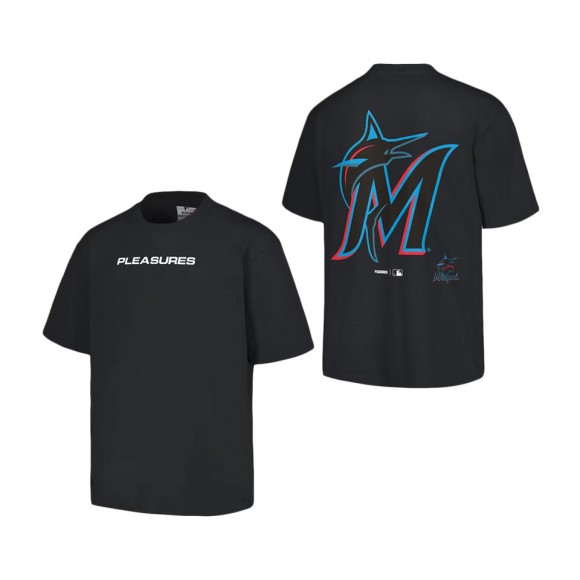 Miami Marlins PLEASURES Black Ballpark T-Shirt