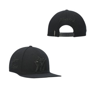 Men's Miami Marlins Pro Standard Black Triple Black Wool Snapback Hat