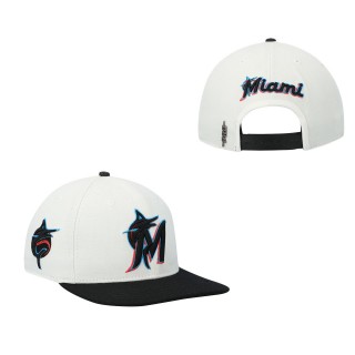 Miami Marlins Pro Standard White Black Logo Snapback Hat