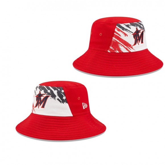 Men's Miami Marlins Red 2022 4th of July Independence Day Bucket Hat