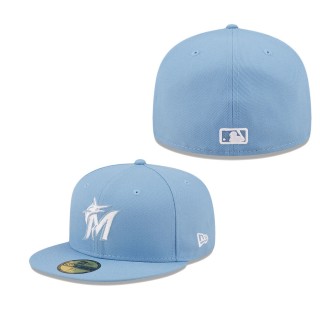Men's Miami Marlins Sky Blue Logo White 59FIFTY Fitted Hat