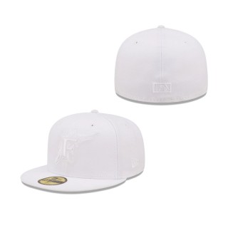 Men's Miami Marlins White on White 59FIFTY Fitted Hat