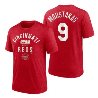 Men's Cincinnati Reds Mike Moustakas Red 2022 Field of Dreams Lockup Tri-Blend T-Shirt