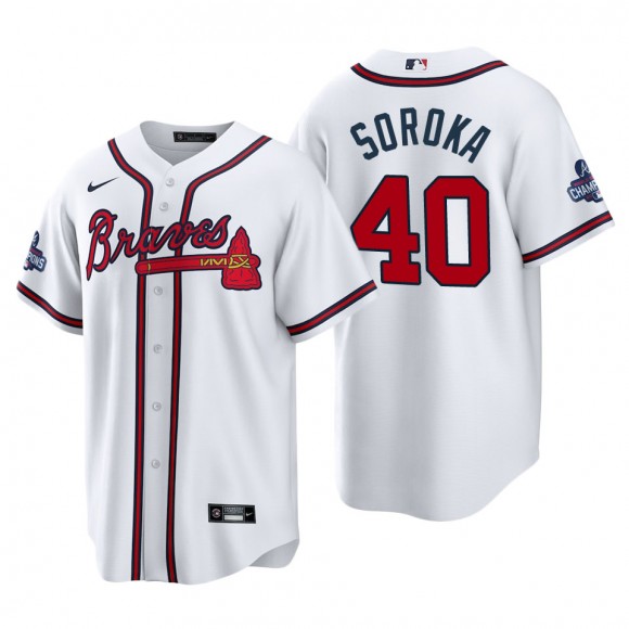 Mike Soroka Atlanta Braves White 2021 World Series Champions Replica Jersey