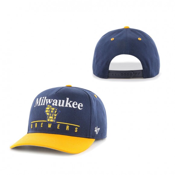 Milwaukee Brewers Retro Super Hitch Snapback Hat Navy Gold