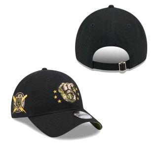 Milwaukee Brewers Black 2024 Armed Forces Day 9TWENTY Adjustable Hat