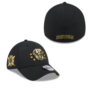 Milwaukee Brewers Black 2024 Armed Forces Day 39THIRTY Flex Hat