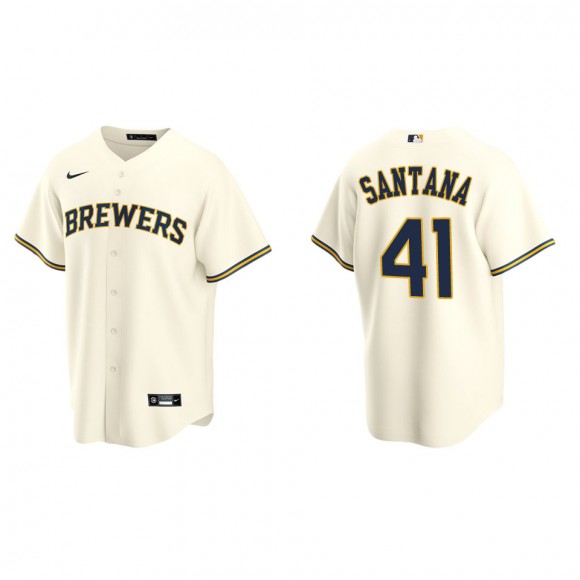 Milwaukee Brewers Carlos Santana Cream Replica Home Jersey