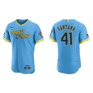 Milwaukee Brewers Carlos Santana Powder Blue City Connect Authentic Jersey