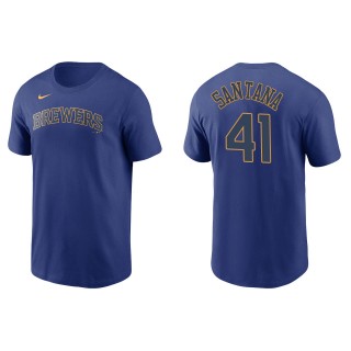 Milwaukee Brewers Carlos Santana Royal Name Number T-Shirt